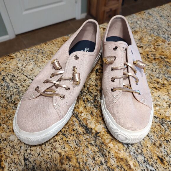 Sperry Sky Sail Metallic Twill Rose Dust Slip On Sneakers Women's Sz 9.5M - Picture 3 of 12